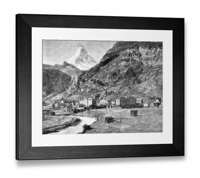 Framed Print : View of the village Zermatt and the Matterhorn, Switzerland Framed Print : View of the village Zermatt and the Matterhorn, Switzerland