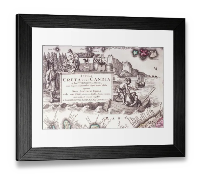 Framed Print : Allegorical Cartouche for Crete Framed Print : Allegorical Cartouche for Crete