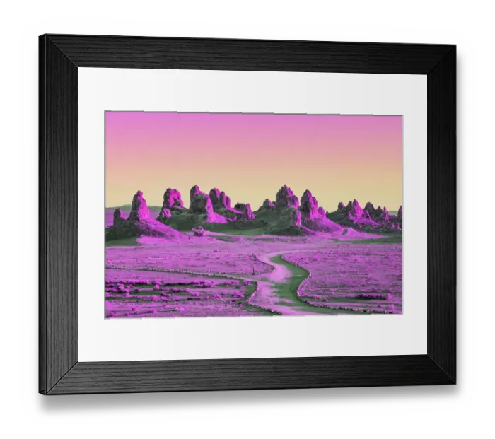 Framed Print : Dreamy picture of colorful rock formations in California with saturated colors Framed Print : Dreamy picture of colorful rock formations in California with saturated colors