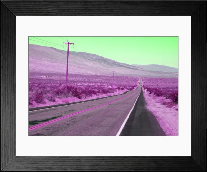 Framed Print : Colorful surreal road in the California desert
