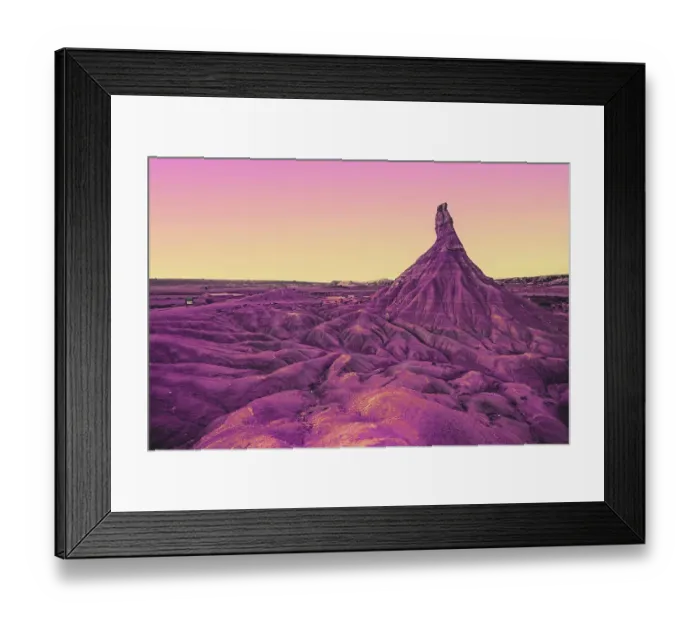 Framed Print : Surreal colorful desert landscape with sunset gradient sky Framed Print : Surreal colorful desert landscape with sunset gradient sky