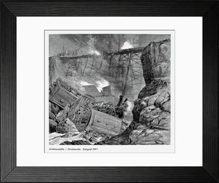 Framed Print : Railway Accident and Derailing in North America Engraving, 1887 Framed Print : Railway Accident and Derailing in North America Engraving, 1887