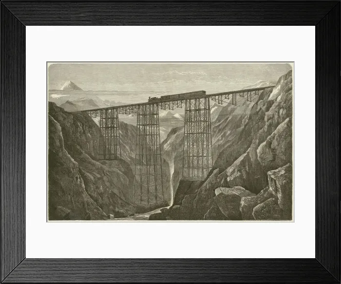Framed Print : Viaduct of the Lima Oroya Railway (Peru), published in 1872 Framed Print : Viaduct of the Lima Oroya Railway (Peru), published in 1872