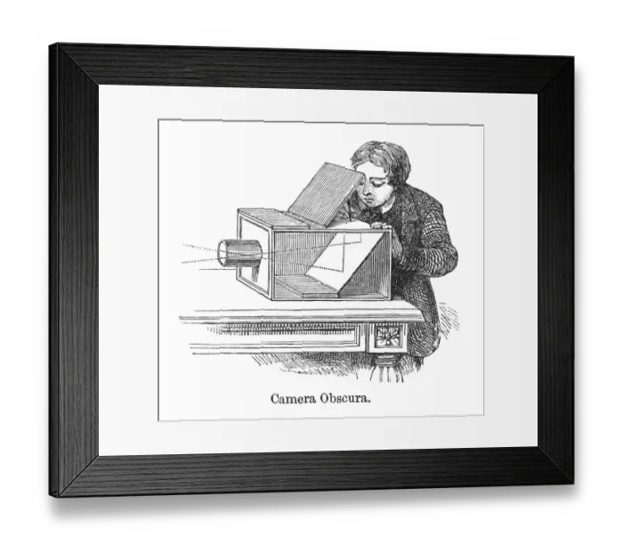 Framed Print : Old engraved illustration of Camera Obscura, Optical Instrument Framed Print : Old engraved illustration of Camera Obscura, Optical Instrument