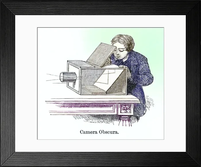 Framed Print : Old engraved illustration of Camera Obscura, Optical Instrument Framed Print : Old engraved illustration of Camera Obscura, Optical Instrument