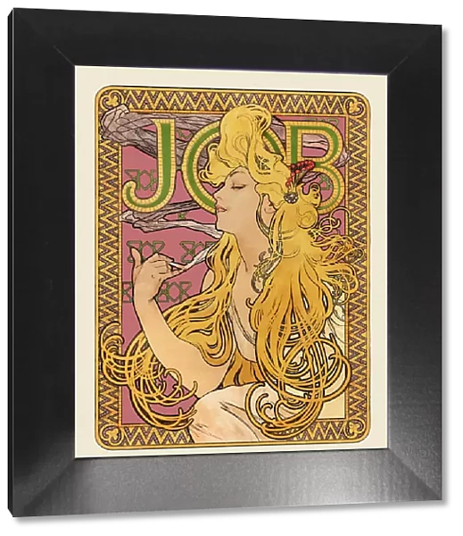Art nouveau billboard woman with golden hair smoking 1896