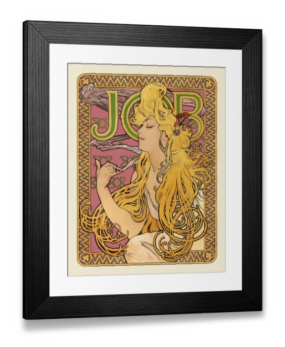 Framed Print : Art nouveau billboard woman with golden hair smoking 1896