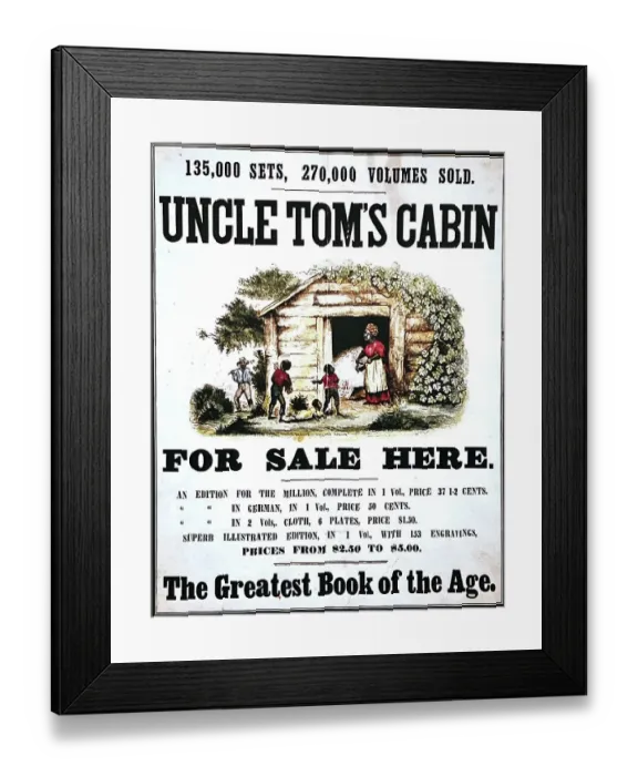 Framed Print : Uncle tom's cabin, book advertising Framed Print : Uncle tom's cabin, book advertising
