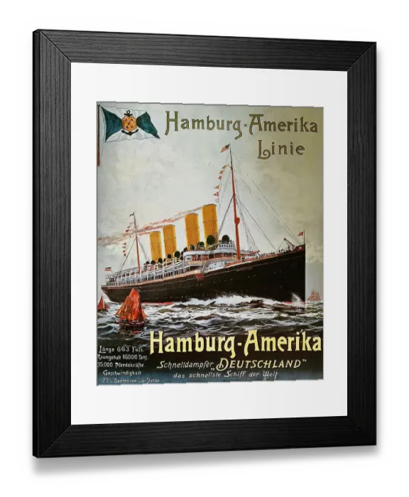 Framed Print : Poster for the Hamburg-Amerika Linie, express steamers Framed Print : Poster for the Hamburg-Amerika Linie, express steamers