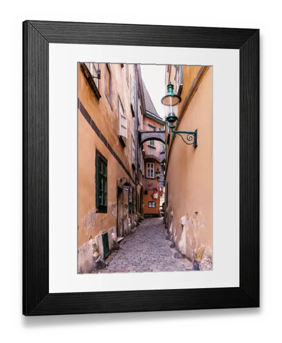 Framed Print : Griechengasse narrow alley in Vienna old town, Austria Framed Print : Griechengasse narrow alley in Vienna old town, Austria