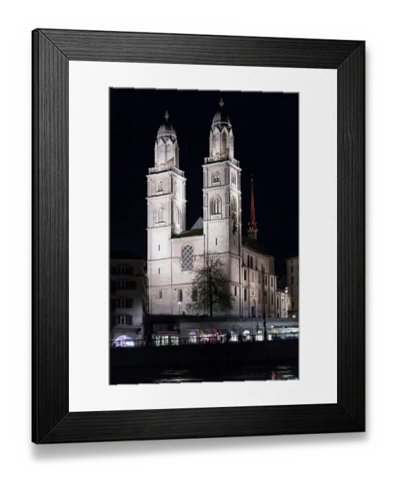 Framed Print : Grossmunster at Night Framed Print : Grossmunster at Night