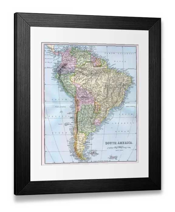 Framed Print : Map of South America 19th Century Framed Print : Map of South America 19th Century