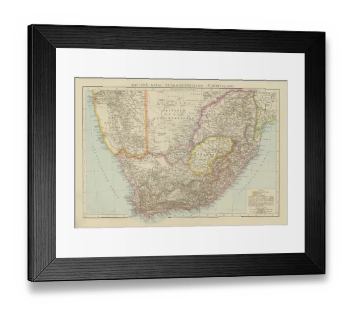 Framed Print : Old chromolithograph map of South Africa - Cape Colony and Natal provinces, Namibia - coast British Framed Print : Old chromolithograph map of South Africa - Cape Colony and Natal provinces, Namibia - coast British