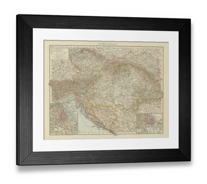 Framed Print : Old chromolithograph map of Austria-Hungary Framed Print : Old chromolithograph map of Austria-Hungary