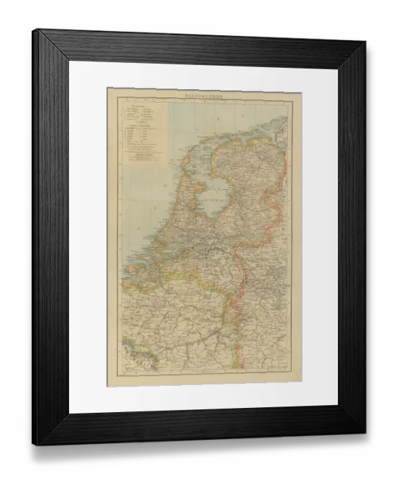 Framed Print : Old chromolithograph map of Netherlands Framed Print : Old chromolithograph map of Netherlands