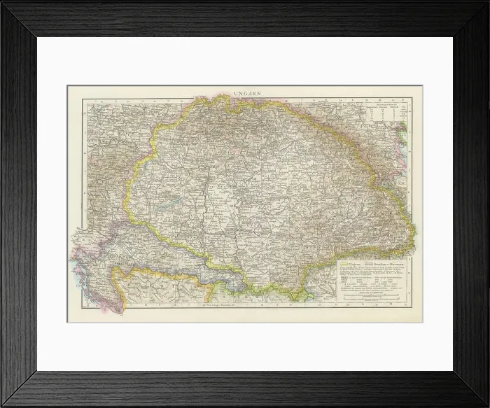 Framed Print : Old chromolithograph map of Hungary Framed Print : Old chromolithograph map of Hungary