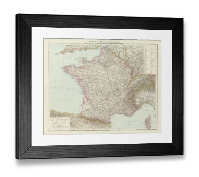 Framed Print : Old chromolithograph map of France Framed Print : Old chromolithograph map of France