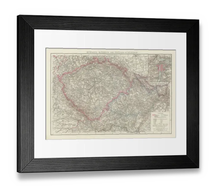 Framed Print : Old chromolithograph map of Czech Republic on the general map of Bohemia, Moravia and Austrian Silesia Framed Print : Old chromolithograph map of Czech Republic on the general map of Bohemia, Moravia and Austrian Silesia
