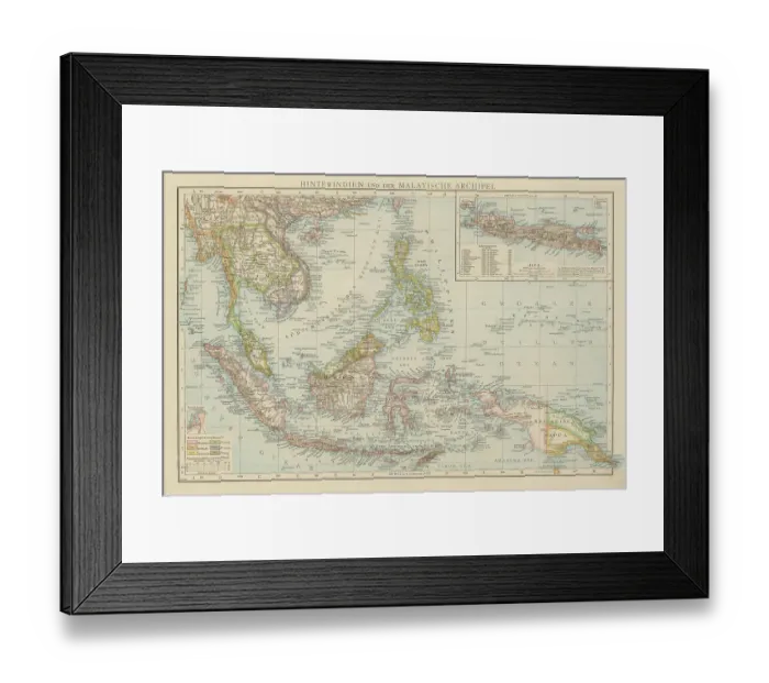 Framed Print : Old chromolithograph map of India and Malay Archipelago Framed Print : Old chromolithograph map of India and Malay Archipelago