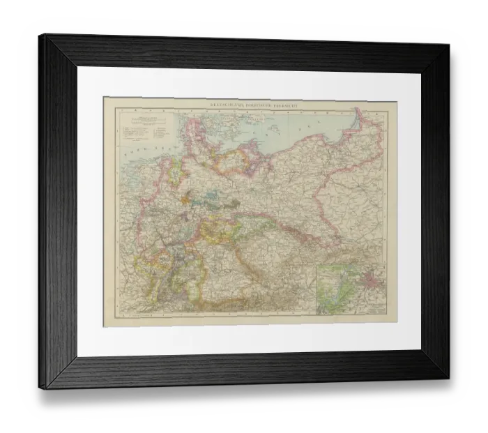 Framed Print : Old chromolithograph political map of Germany Framed Print : Old chromolithograph political map of Germany