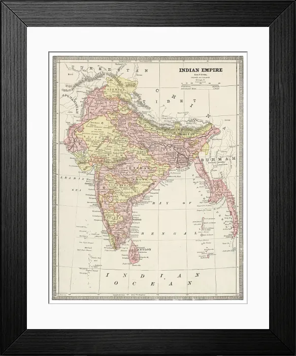Framed Print : Map of India 1883 Framed Print : Map of India 1883