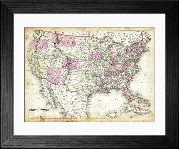 Framed Print : Map of United States 1856 Framed Print : Map of United States 1856