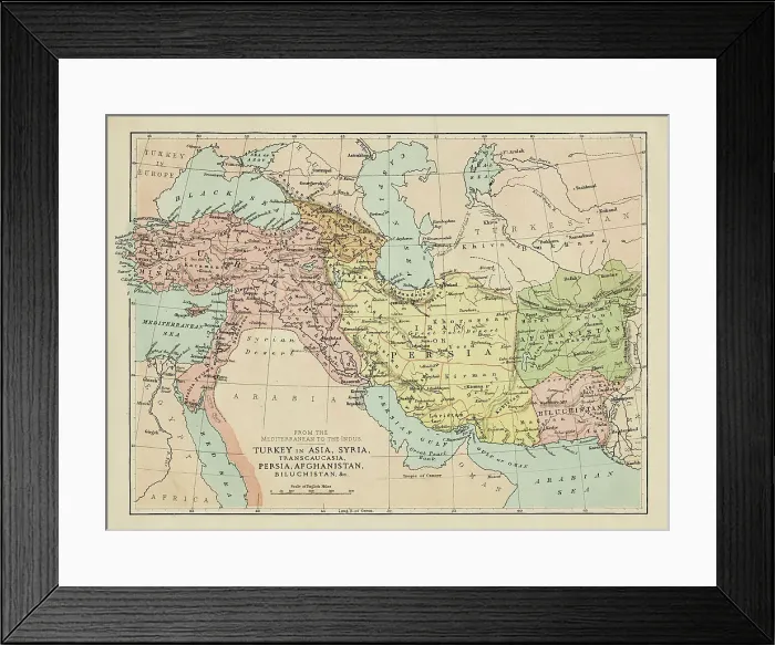 Framed Print : Map of Turkey, Persia, Afghanistan, Syria Framed Print : Map of Turkey, Persia, Afghanistan, Syria
