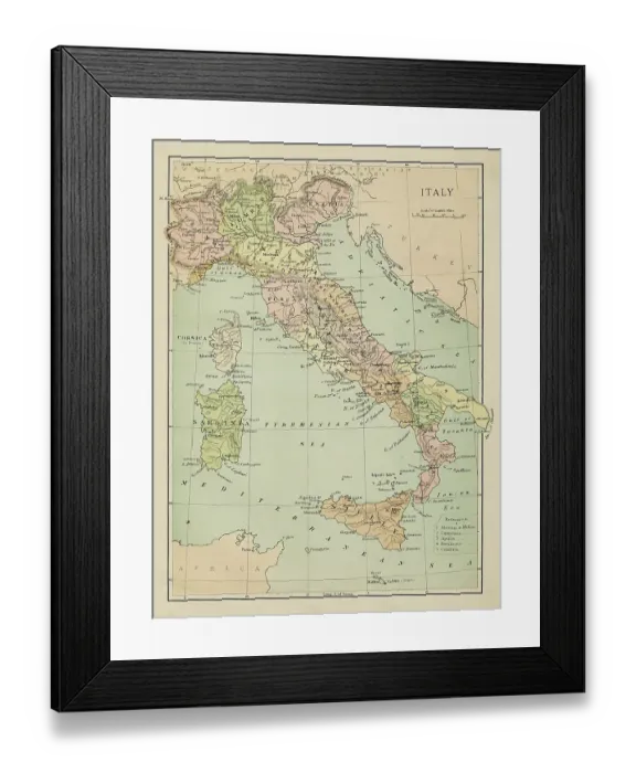 Framed Print : Map of Italy Framed Print : Map of Italy