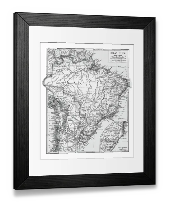 Framed Print : Old chromolithograph map of Brazil