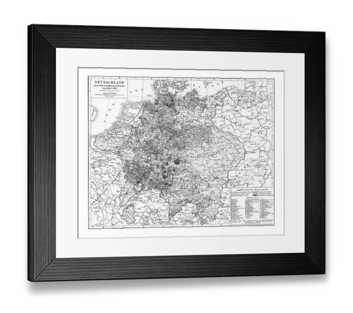 Framed Print : Old chromolithograph map of Germany after the Peace of Westphalia of 1648 Framed Print : Old chromolithograph map of Germany after the Peace of Westphalia of 1648