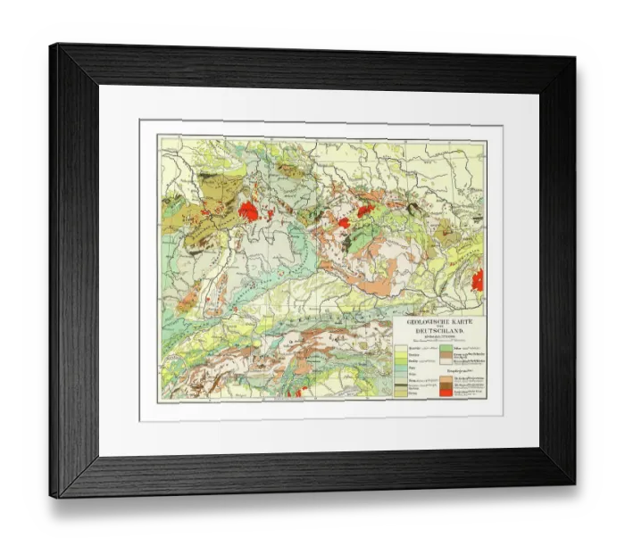 Framed Print : Old chromolithograph Geological map of Germany Framed Print : Old chromolithograph Geological map of Germany