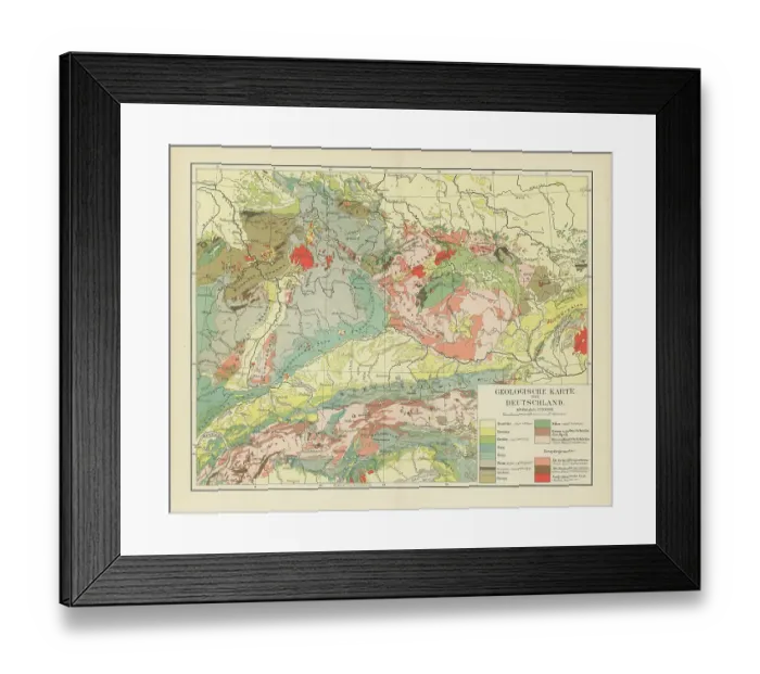 Framed Print : Old chromolithograph Geological map of Germany