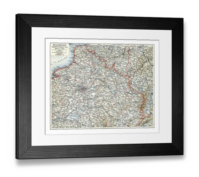 Framed Print : Old chromolithograph map of France - Northeast part Framed Print : Old chromolithograph map of France - Northeast part