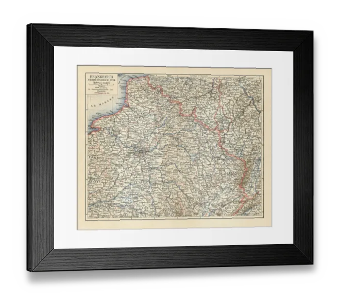 Framed Print : Old chromolithograph map of France - Northeast part Framed Print : Old chromolithograph map of France - Northeast part