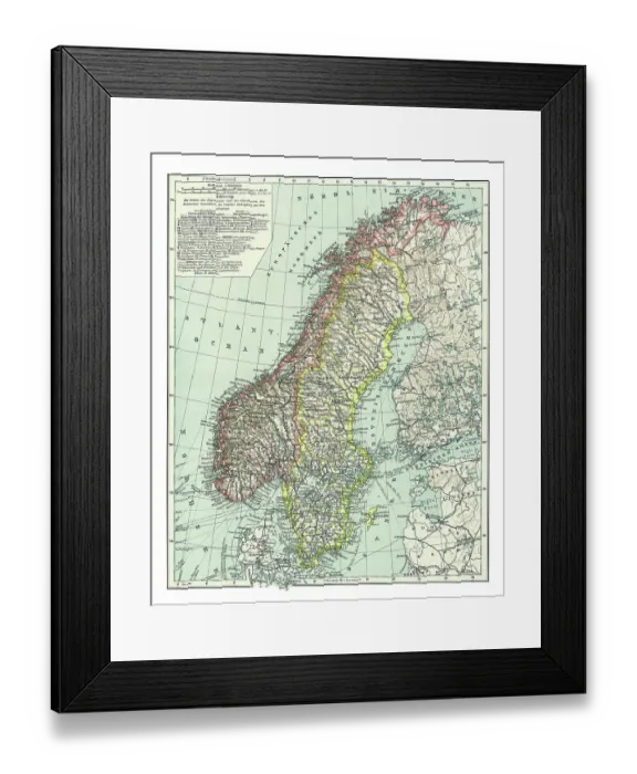 Framed Print : Old map of Norway and Sweden (Scandinavia)