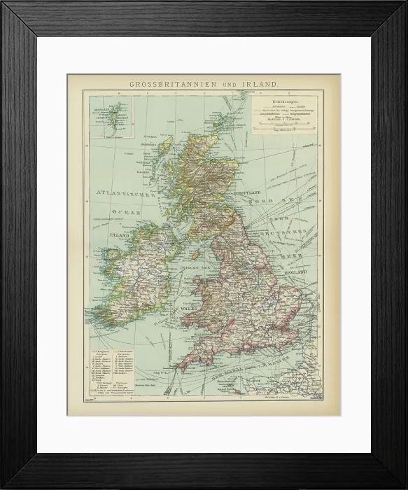Framed Print : Old map of Great Britain and Ireland