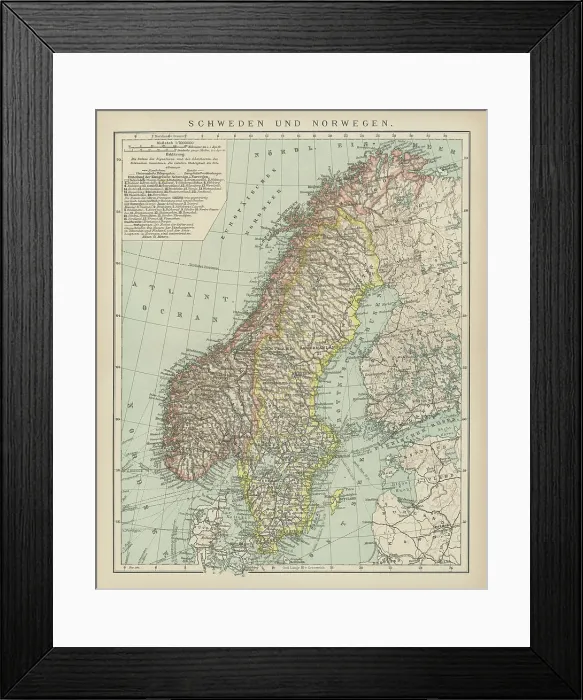 Framed Print : Old map of Norway and Sweden (Scandinavia) Framed Print : Old map of Norway and Sweden (Scandinavia)