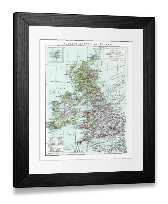 Framed Print : Old map of Great Britain and Ireland Framed Print : Old map of Great Britain and Ireland