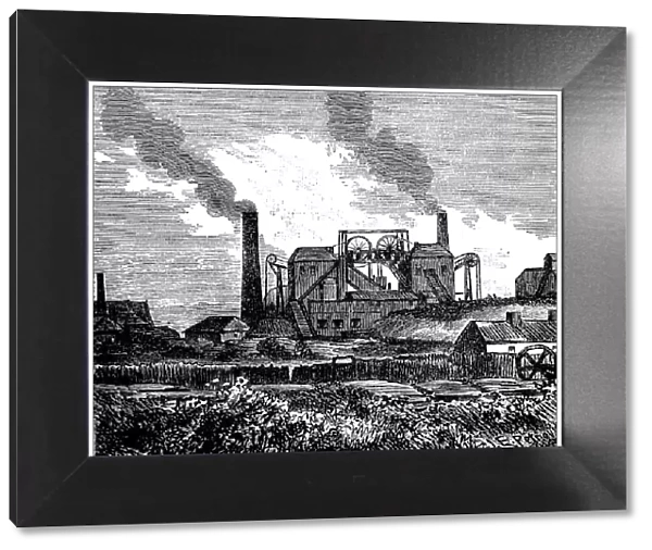 Antique illustration: Coal mine