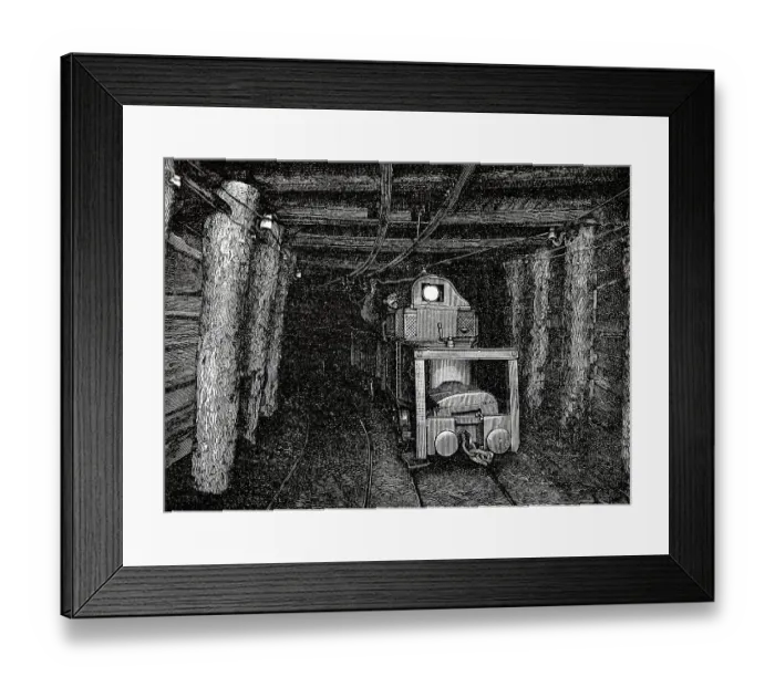 Framed Print : Electric small locomotive in a mine Framed Print : Electric small locomotive in a mine
