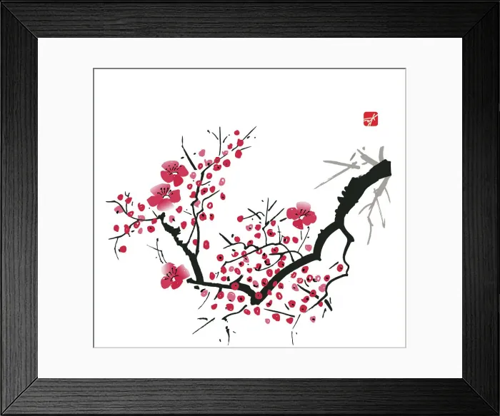 Framed Print : Delicate Cherry Blossom Illustration Framed Print : Delicate Cherry Blossom Illustration
