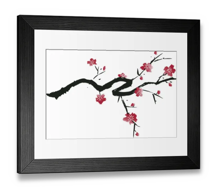 Framed Print : Delicate Cherry Blossom Illustration Framed Print : Delicate Cherry Blossom Illustration