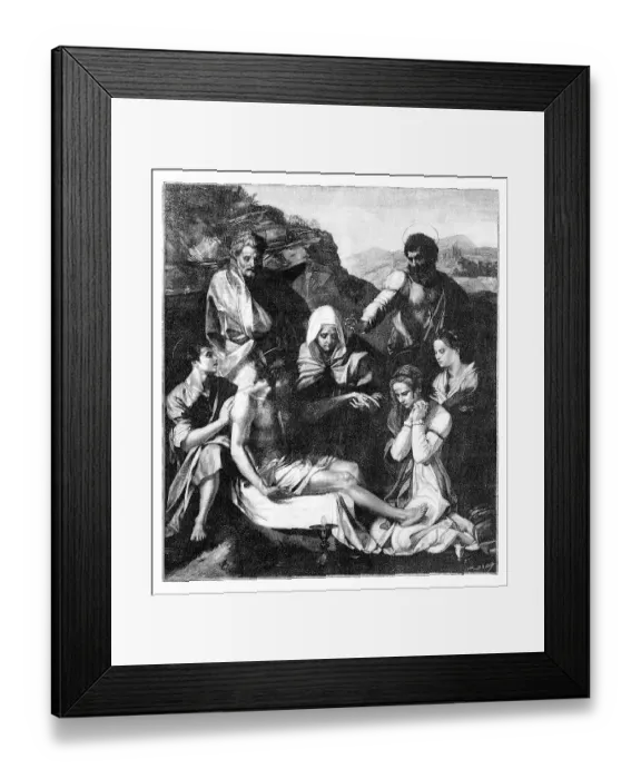 Framed Print : Burial of Jesus Christ after crucifixion illustration Framed Print : Burial of Jesus Christ after crucifixion illustration