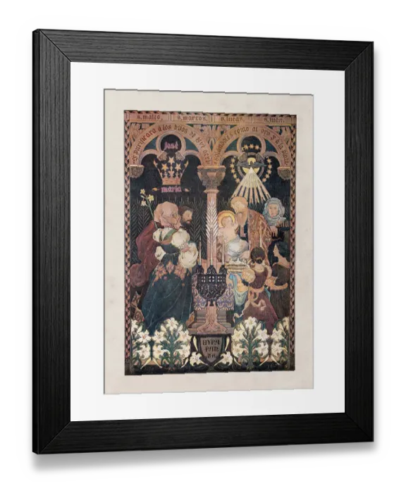 Framed Print : Religious painting Simon baptizing Baby Jesus in church Framed Print : Religious painting Simon baptizing Baby Jesus in church