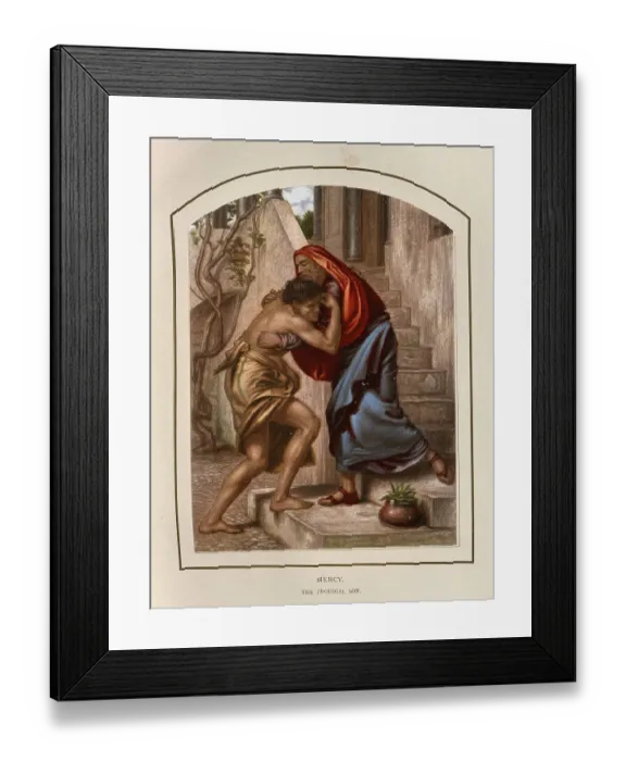 Framed Print : The Prodigal Son returning home to his father, Mercy Framed Print : The Prodigal Son returning home to his father, Mercy