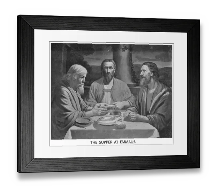 Framed Print : Old engraved illustration of Christ at Emmaus, the Supper at Emmaus Framed Print : Old engraved illustration of Christ at Emmaus, the Supper at Emmaus