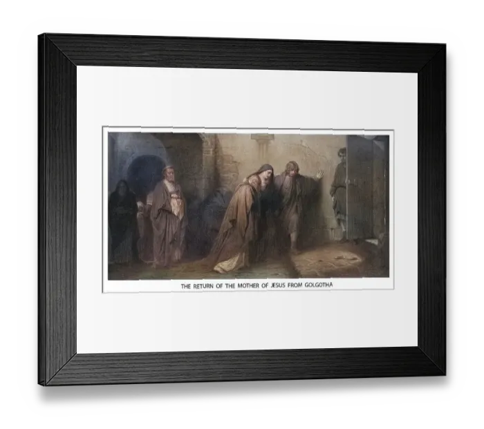 Framed Print : Old engraved illustration of the return of the Mother of Jesus from Golgotha Framed Print : Old engraved illustration of the return of the Mother of Jesus from Golgotha