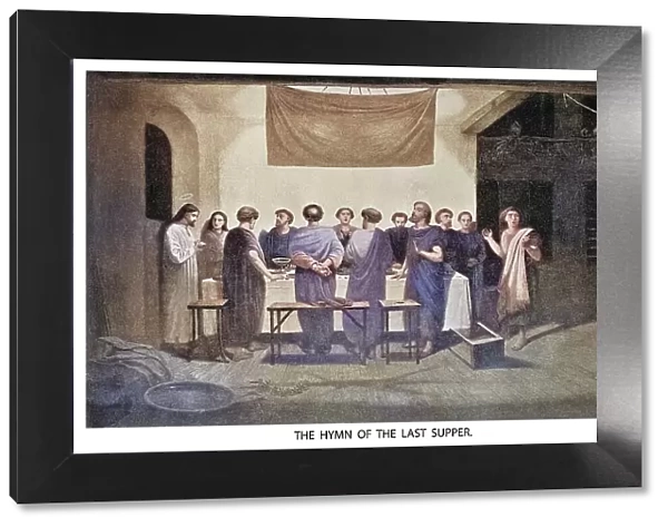 Old engraved illustration of the hymn of the Last Supper
