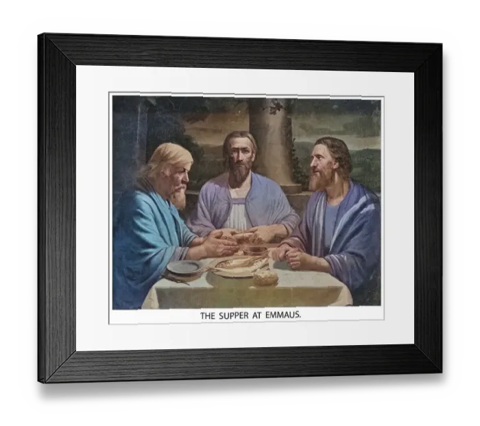 Framed Print : Old engraved illustration of Christ at Emmaus, the Supper at Emmaus Framed Print : Old engraved illustration of Christ at Emmaus, the Supper at Emmaus