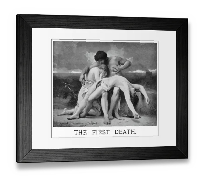 Framed Print : Old engraved illustration of the first death - murder of Abel Framed Print : Old engraved illustration of the first death - murder of Abel
